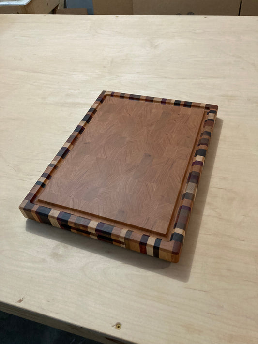 End Grain Cherry Cutting Board with Chaotic Border